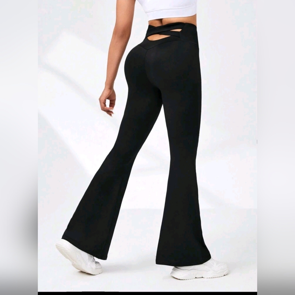 Flare Workout Pants/leggings with cross cross back waist design